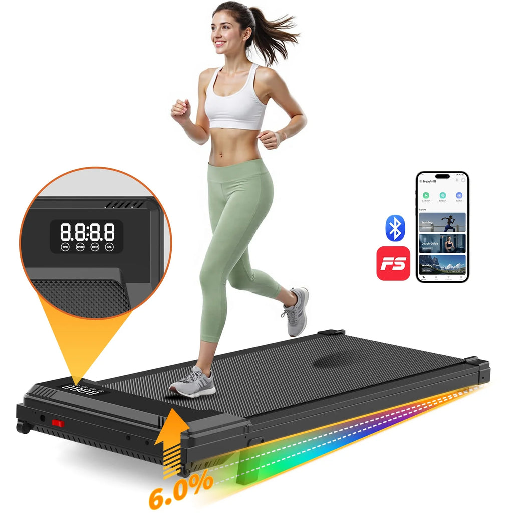 Foldable Under Desk Treadmill Electric Walking Pad,LED Display & App Control, Portable Mini Walking Machine for Home Office