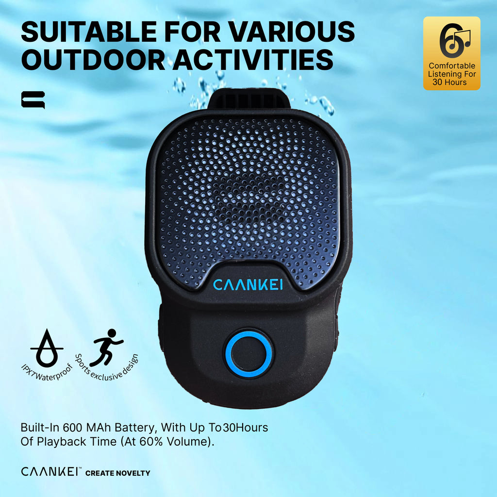 Wearable Outdoor Bluetooth Speaker IPX7 Waterproof Portable Sport Microphone Speakers Clip-On Speaker Call/Music for Android IOS