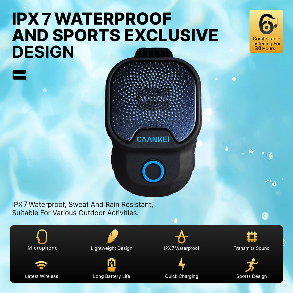Wearable Outdoor Bluetooth Speaker IPX7 Waterproof Portable Sport Microphone Speakers Clip-On Speaker Call/Music for Android IOS