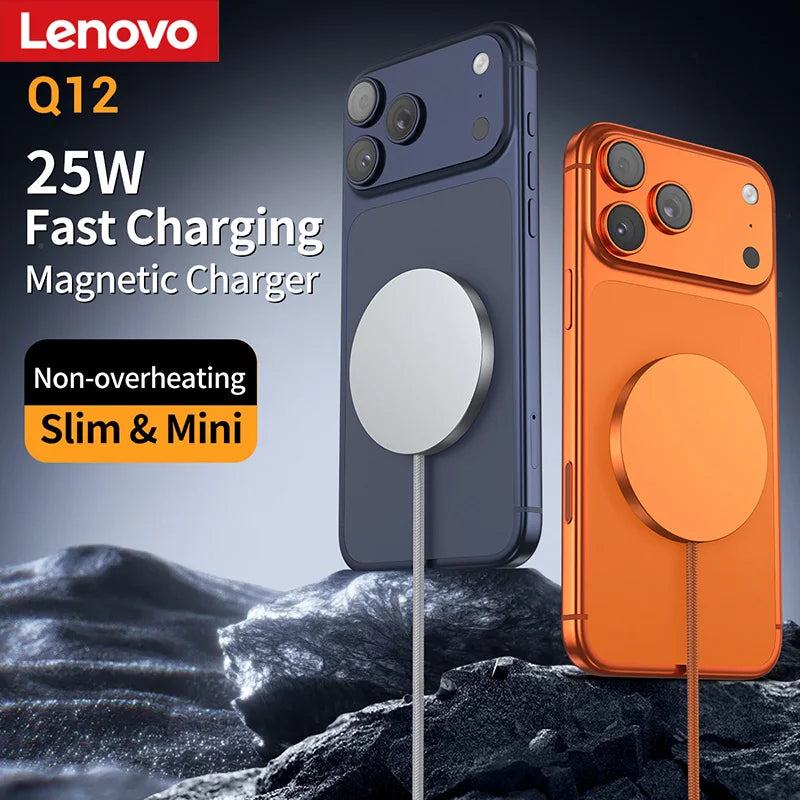 Lenovo Qi 2 25W Magnetic Wireless Charger 20W Fast Charging for iPhone 15/14/13/12 Series Ultra-slim Portable USB-C Charger