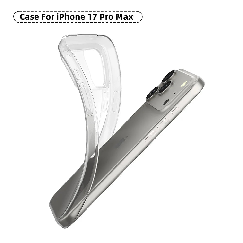 Ultra thin 0.9mm Case For iphone 17 pro max 17 air 16 16e 15 Does not affect wireless charging highly transparent TPU soft cover