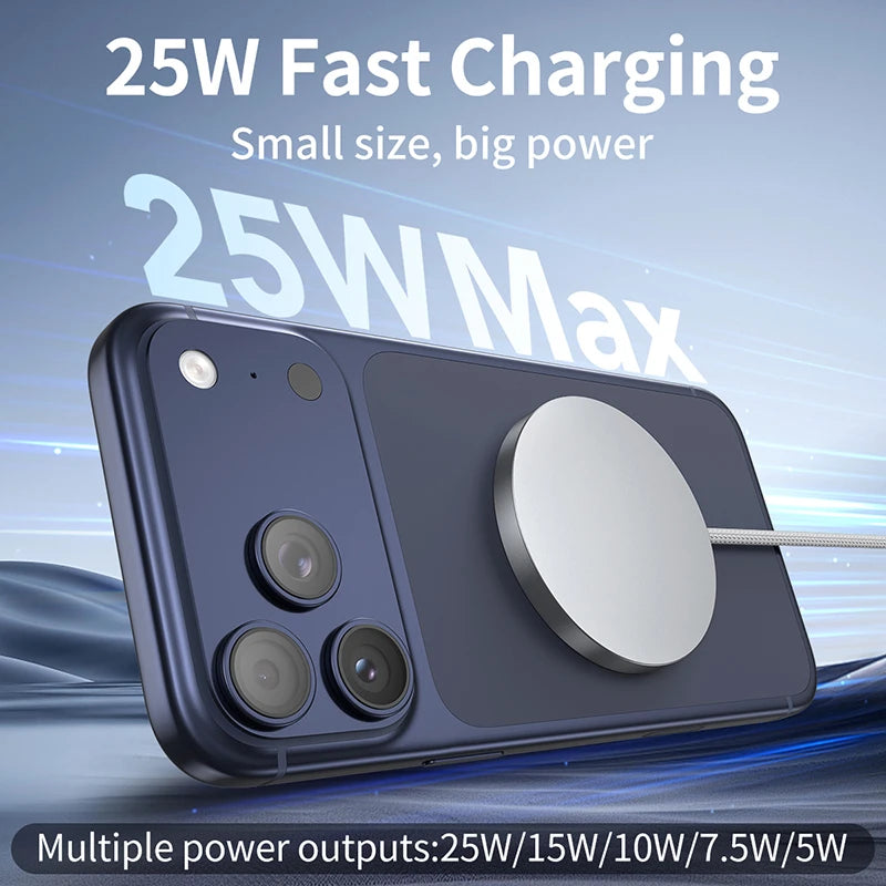 Lenovo Qi 2 25W Magnetic Wireless Charger 20W Fast Charging for iPhone 15/14/13/12 Series Ultra-slim Portable USB-C Charger