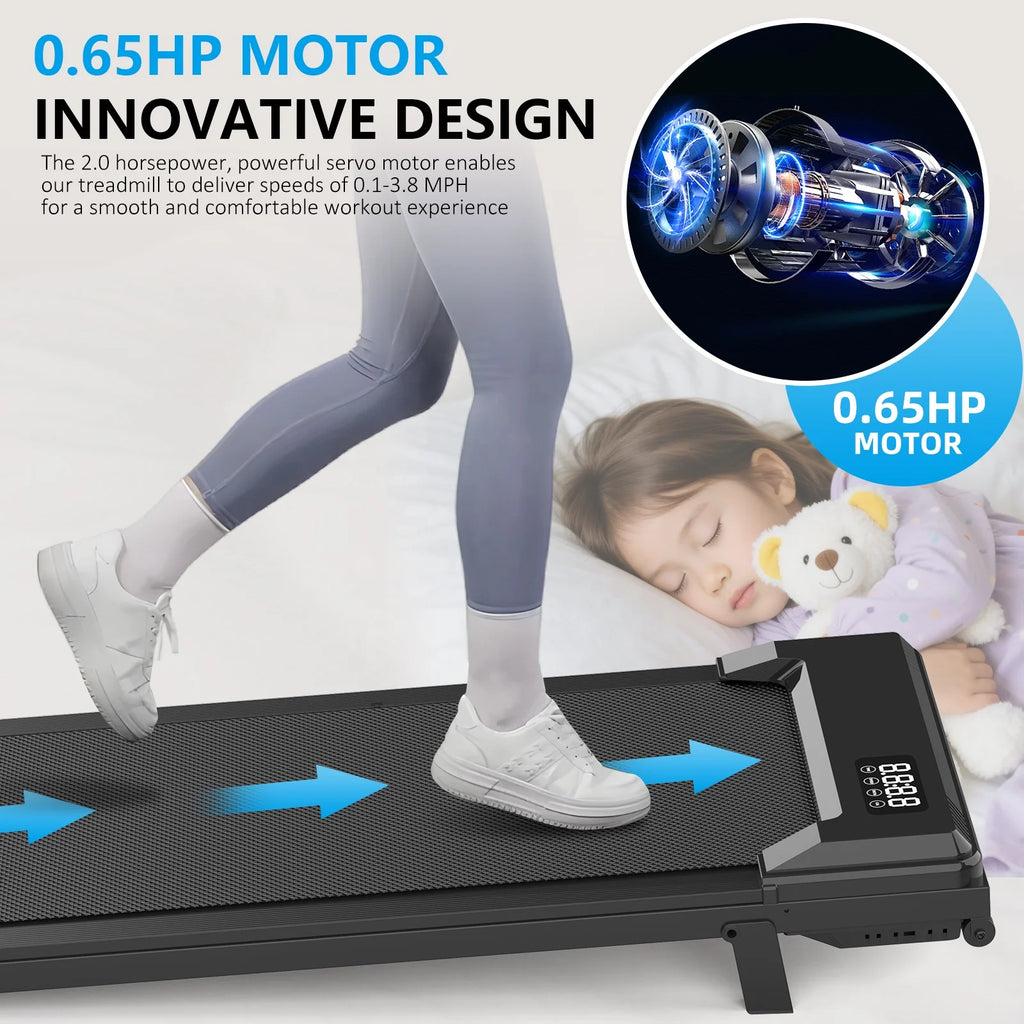Foldable Under Desk Treadmill Electric Walking Pad,LED Display & App Control, Portable Mini Walking Machine for Home Office