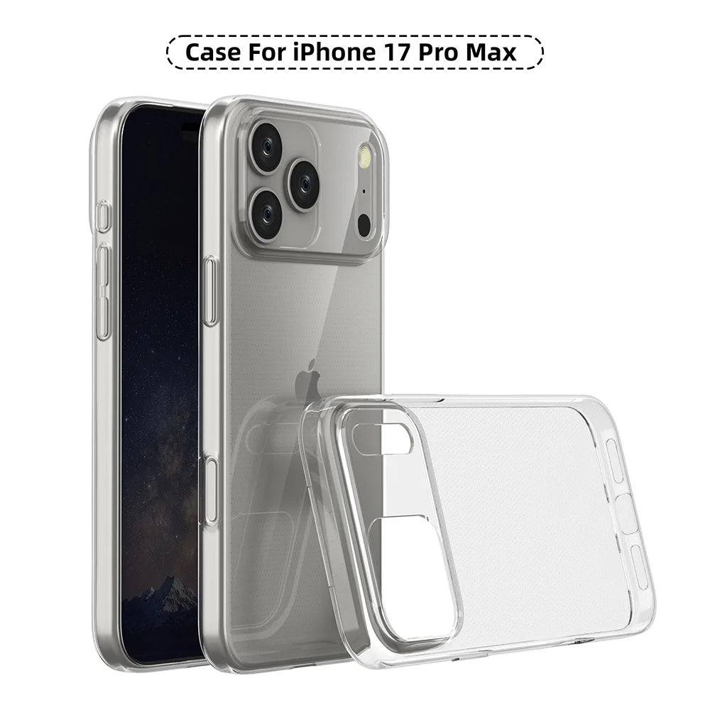 Ultra thin 0.9mm Case For iphone 17 pro max 17 air 16 16e 15 Does not affect wireless charging highly transparent TPU soft cover