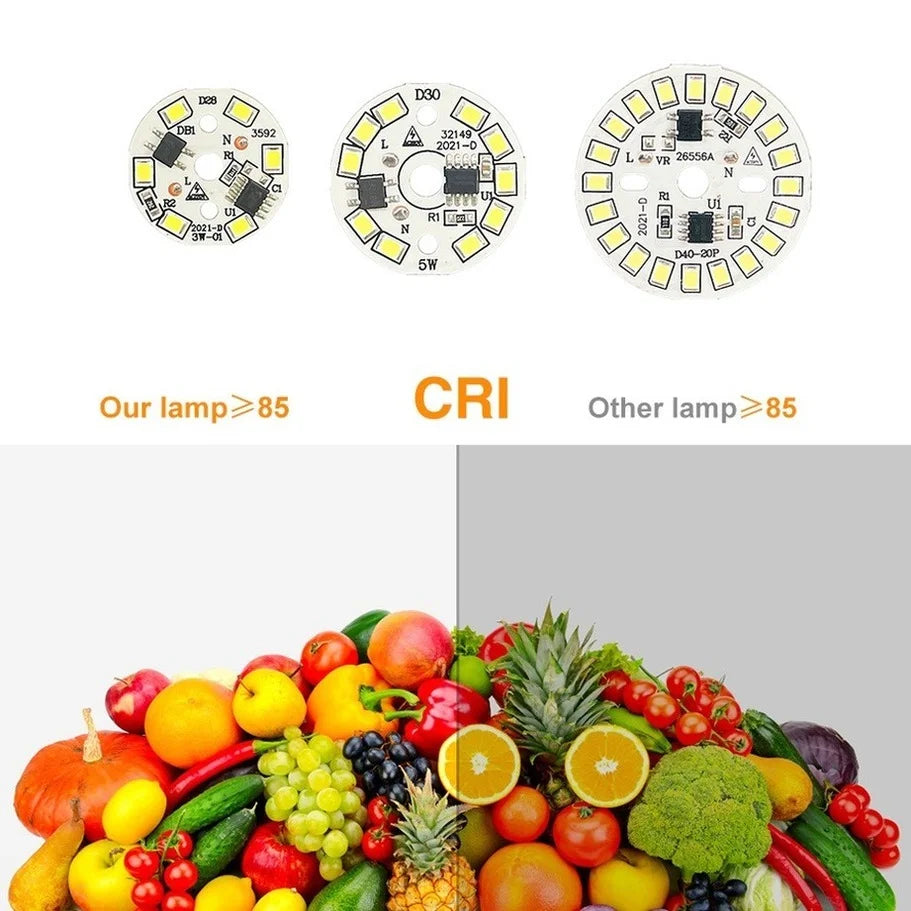 LED Chip for Lamp Bulb 3W 5W 7W 9W 12W SMD 2835 Round Light Beads AC 220V-240V Bulb Chip Lighting Spotlight 90 Lumen/W