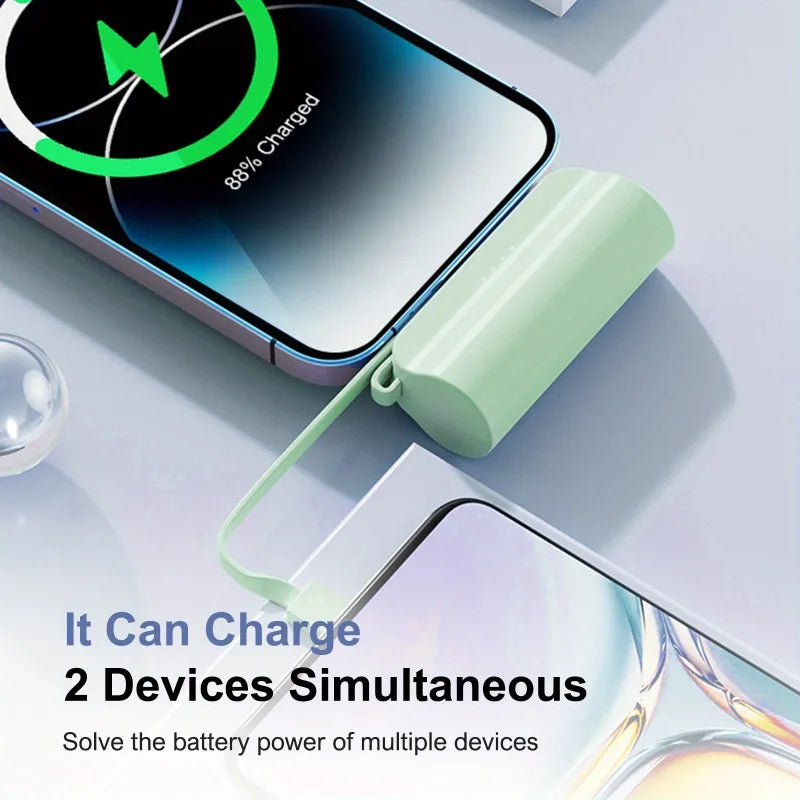 Mini Power Bank Portable 20000mAh Power Phone Charger Capsule Dual USB-C Ports For iPhone11 12 13/13pro 14 15 and Xiaom Huawei