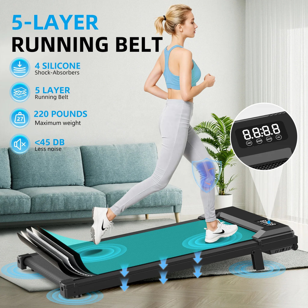 Foldable Under Desk Treadmill Electric Walking Pad,LED Display & App Control, Portable Mini Walking Machine for Home Office