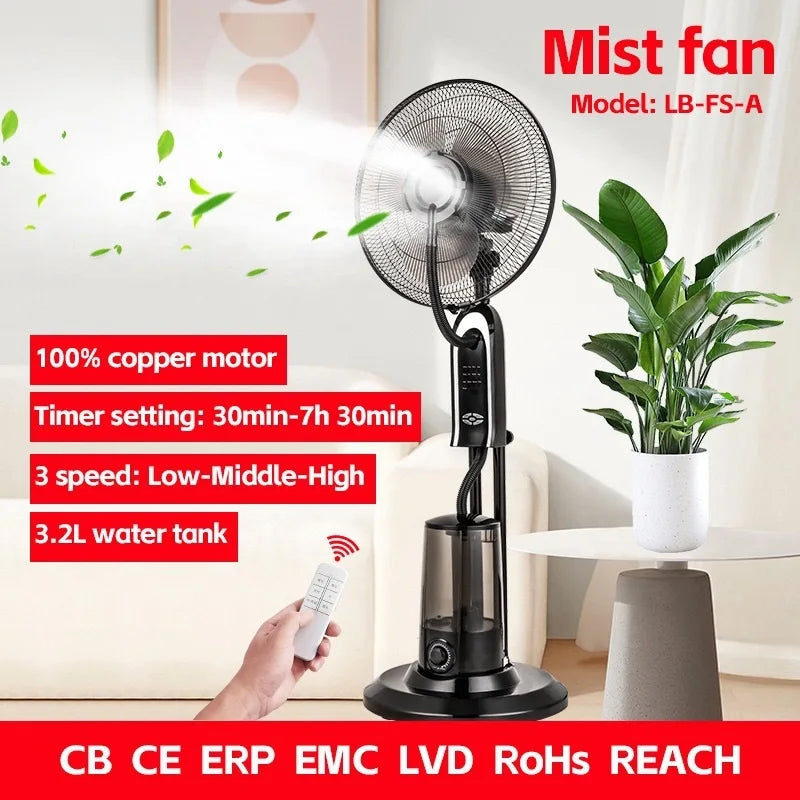 Electric RC Full Intelligent Cooling Spraying Fan with Water Addition Remote Control for Home Hotel Car RV Plastic Material