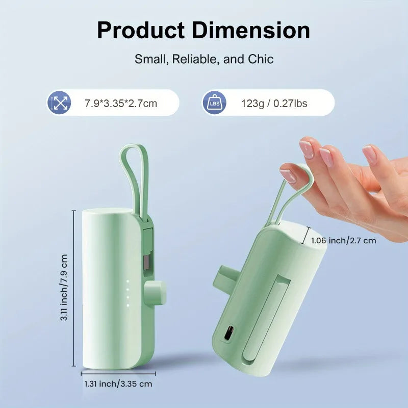 Mini Power Bank Portable 20000mAh Power Phone Charger Capsule Dual USB-C Ports For iPhone11 12 13/13pro 14 15 and Xiaom Huawei