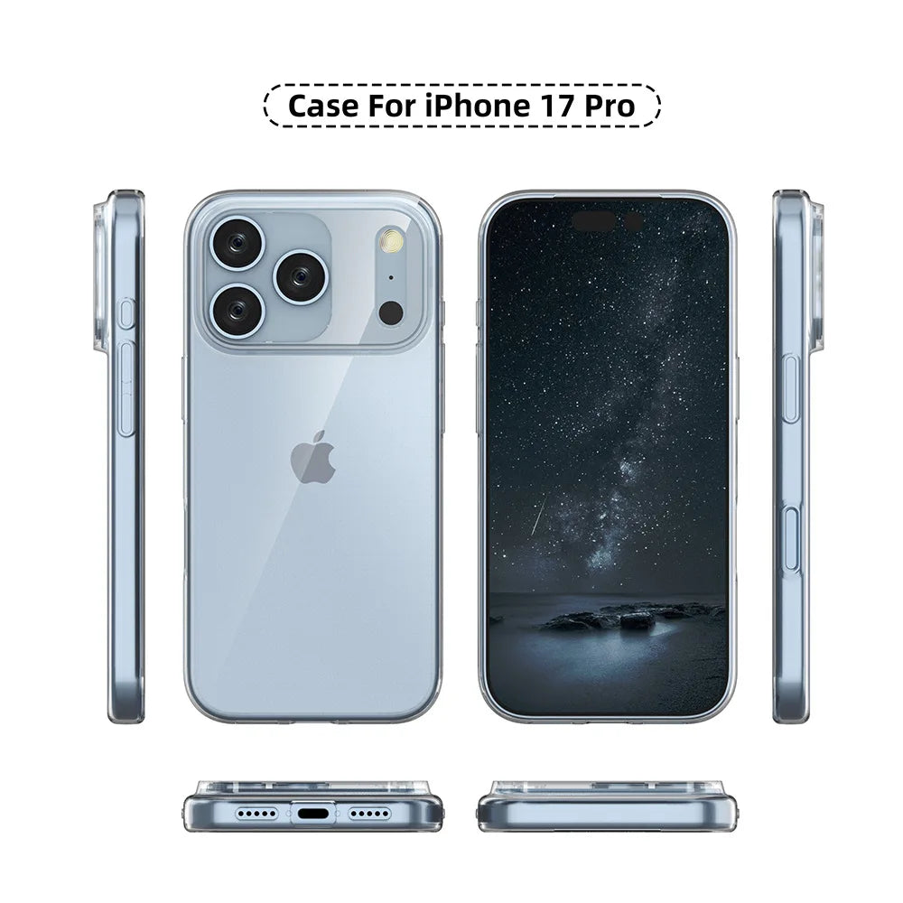 Ultra thin 0.9mm Case For iphone 17 pro max 17 air 16 16e 15 Does not affect wireless charging highly transparent TPU soft cover
