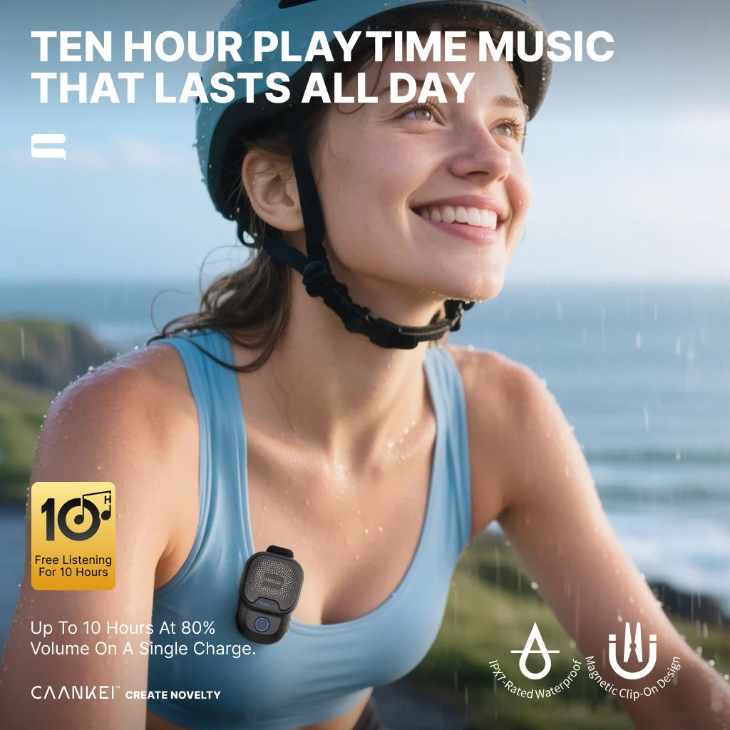 Wearable Outdoor Bluetooth Speaker IPX7 Waterproof Portable Sport Microphone Speakers Clip-On Speaker Call/Music for Android IOS