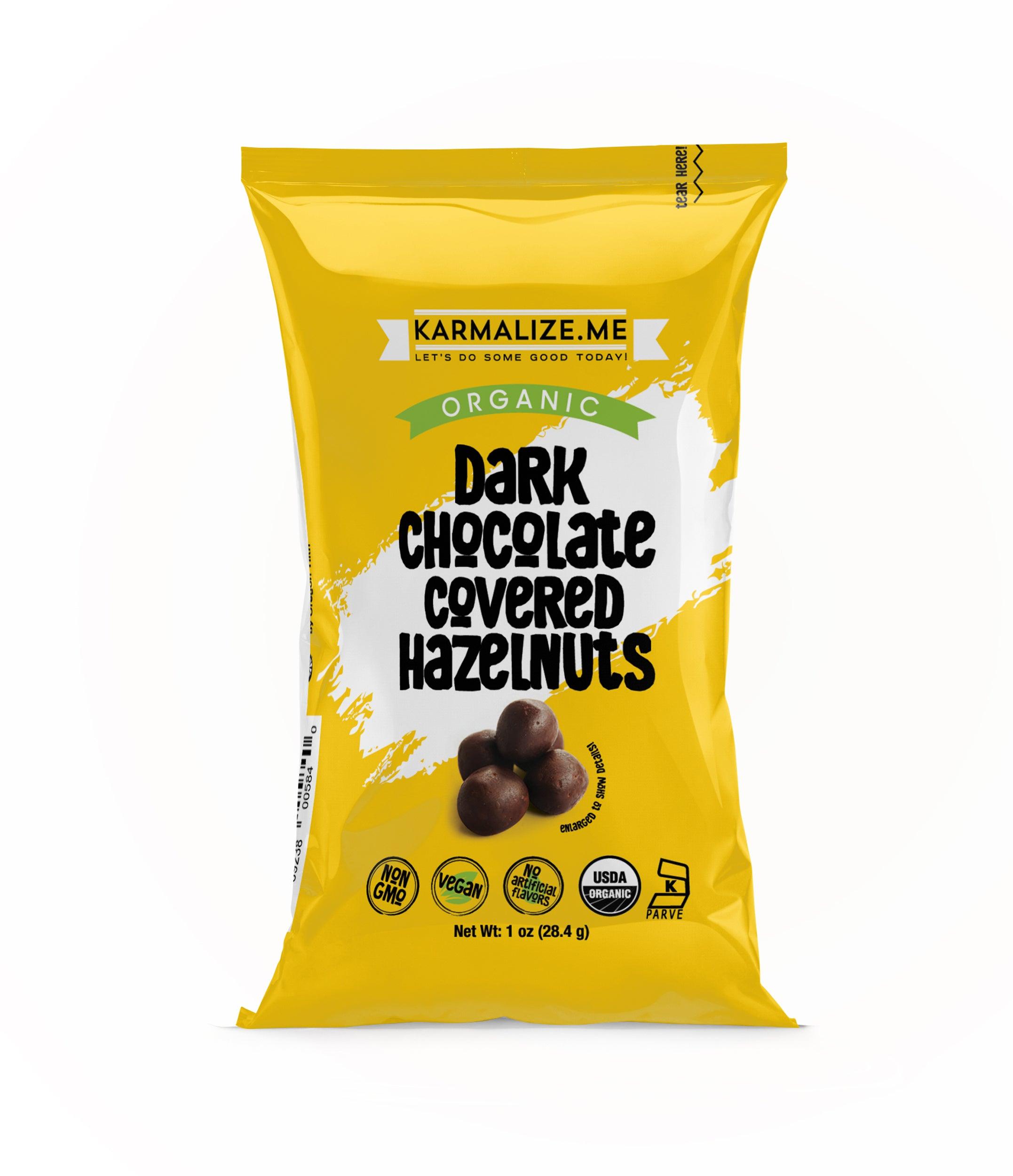 6x Avelãs Cobertas com Chocolate Preto Vegan Orgânico - 28g cada