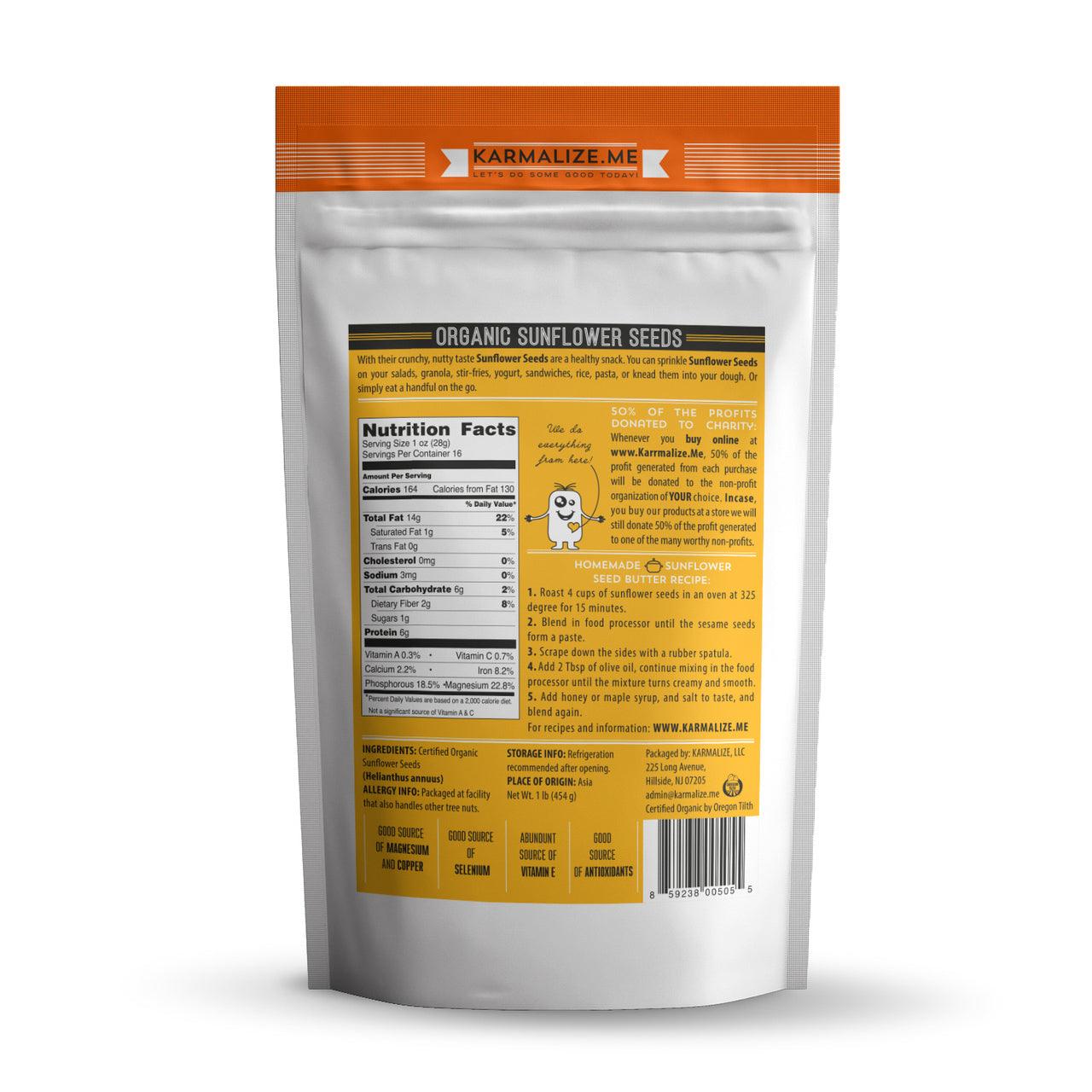 Sementes de Girassol Biológicas, Descascadas - 454g