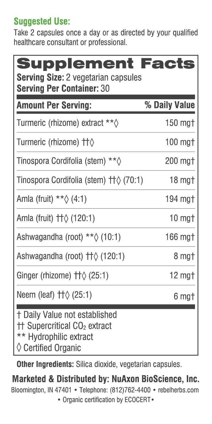 Cápsulas Vegetarianas Rebel Herbs Organic Imunade - 60 Unidades